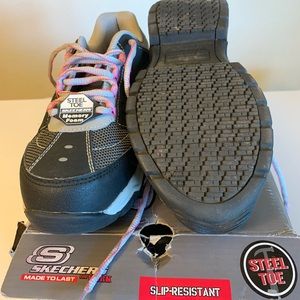 Skechers Ladies Steel Toe Shoes, slip resistant. Size 7.